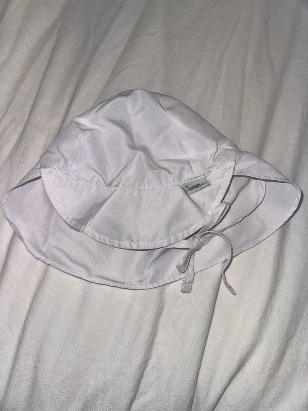 Children's White Sun Hat with Chin Tie